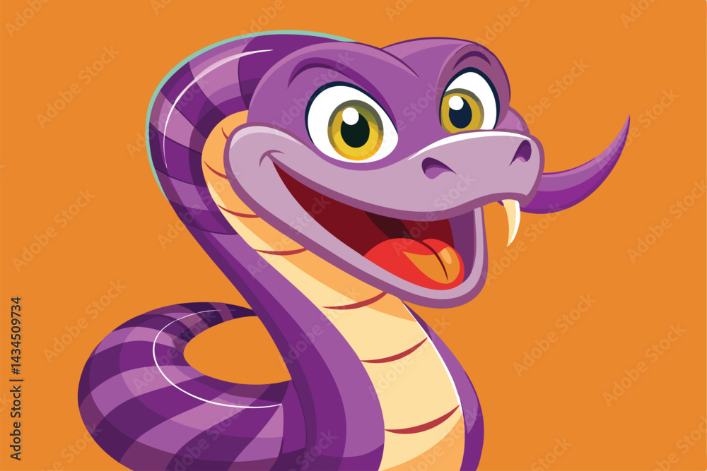 Fototapeta premium vector illustration of a cartoon-style cobra snake.