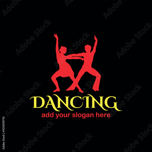 romantic couple dance logo design logo vector