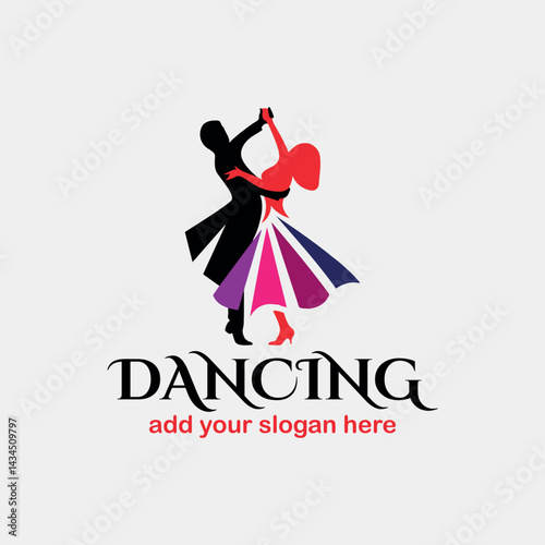 romantic couple dance logo design logo vector