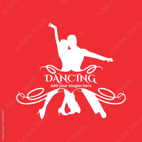 romantic couple dance logo design logo vector