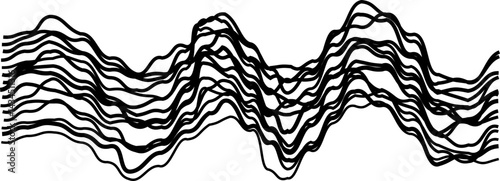 Wavy parallel lines forming a fluid wave pattern inspired by quantum motion.