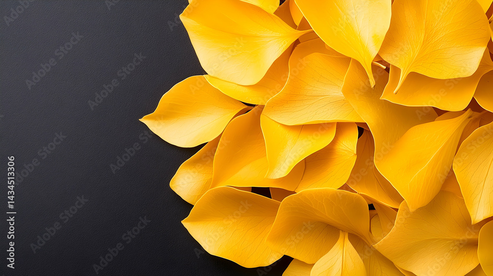 Yellow Autumn Leaves on Dark Background