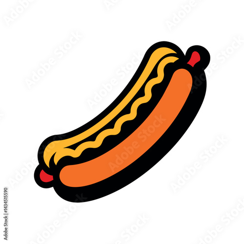 Hot Dog Colored Fast Food Vector Art