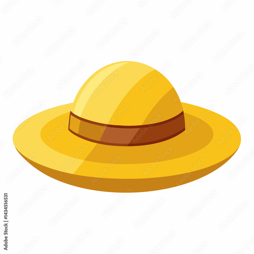 Minimal Straw Hat Vector on White Minimal Straw Hat Vector on White
