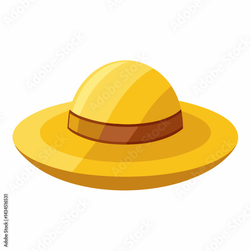 Minimal Straw Hat Vector on White