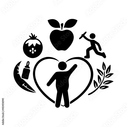 healthy living icon, healthy living silhouette vector illustration-simple silhouette illustration of healthy living,healthy living vector