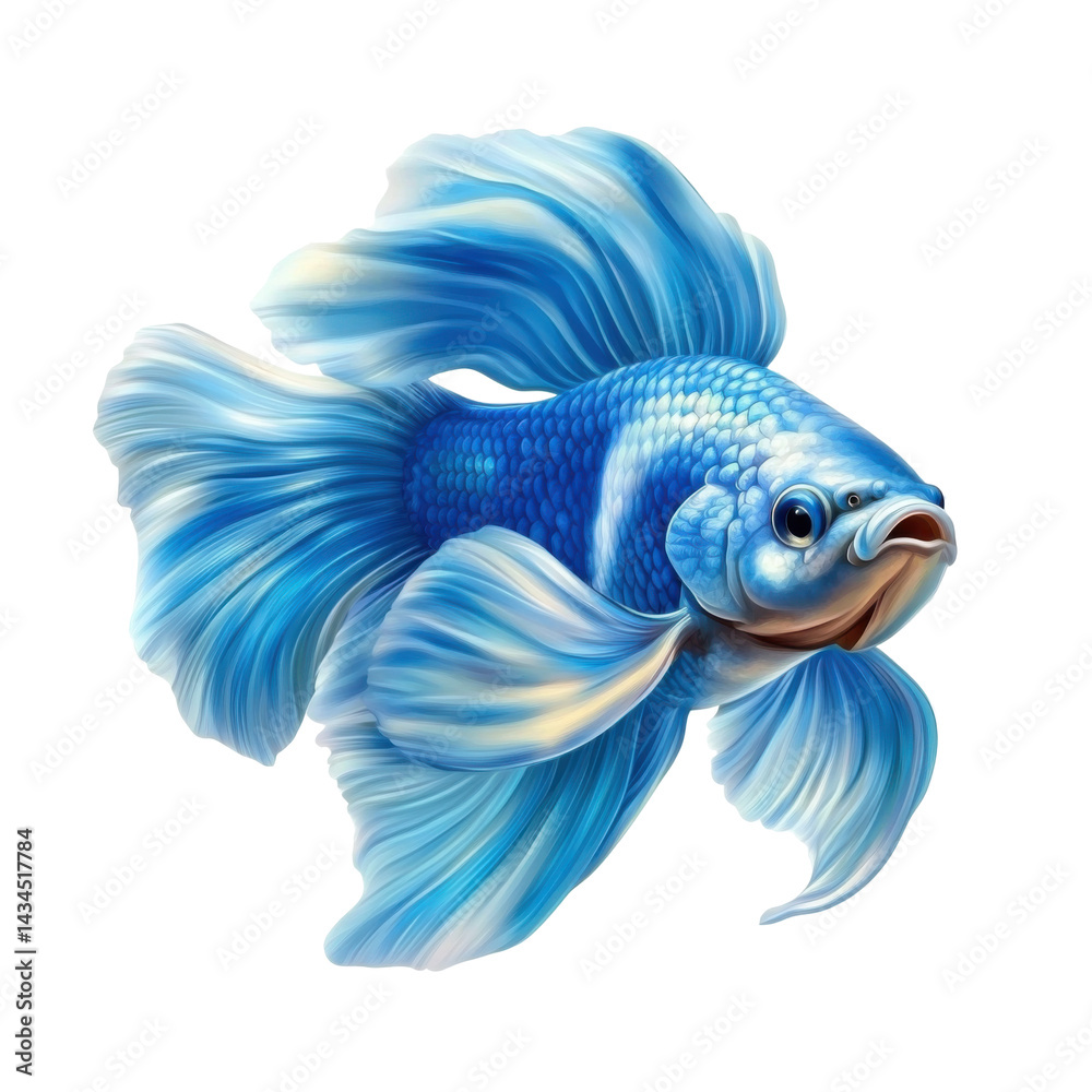 Fototapeta premium Blue betta fish swimming with transparent background