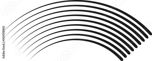 A simple arrangement of curved parallel lines with smooth, consistent arcs.