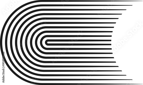 Parallel lines with smoothly curved ends forming a continuous flowing design.