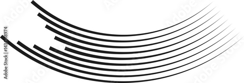 Curved lines arranged irregularly with uneven ends creating dynamic visual motion.