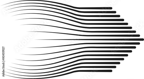 A thickened line tapering into an arrowhead shape at its endpoint.