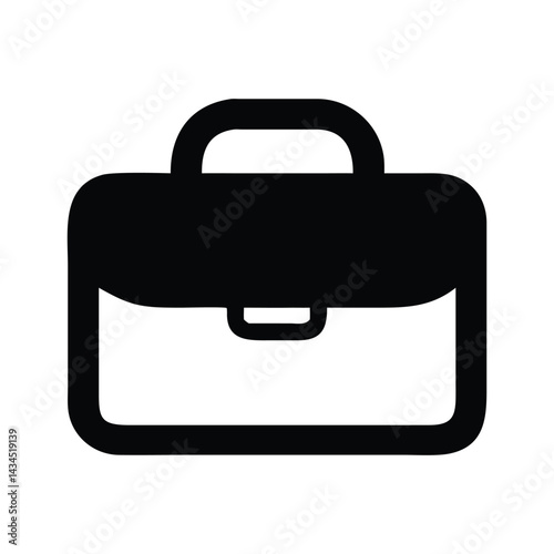 Black Briefcase Silhouette with Handle and Secure Lock, Professional Business Symbol, Minimalist Work Bag Black Briefcase Silhouette Design. 