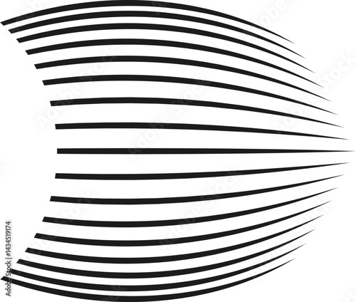 Thickened lines curving smoothly at the ends for a fluid and rounded appearance.