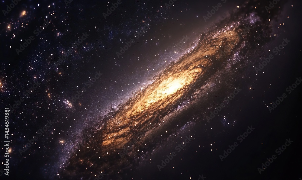 Fototapeta premium Vibrant Spiral Galaxy Illuminated by Starlight and Cosmic Colors