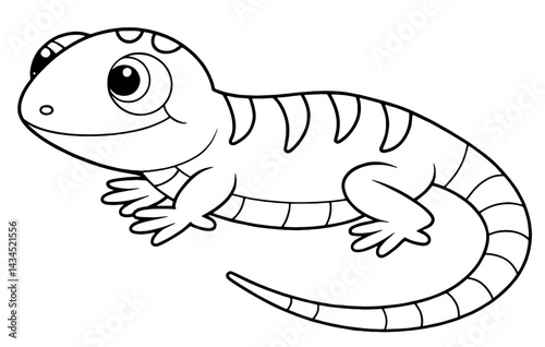 desert lizard. Cartoon Lizard Coloring Page for Kids, Outline Drawing with Big Eyes, Striped Back and Long Tail, Fun Educational Activity, Animal Art for Children's Learning and Creativity

