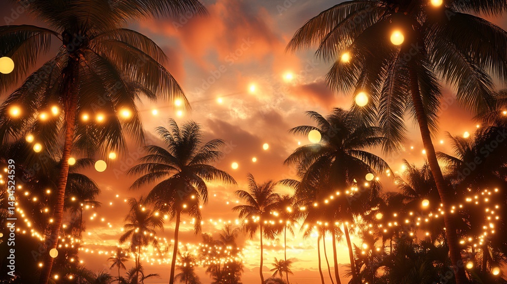 custom made wallpaper toronto digitalTropical Sunset Party Lights