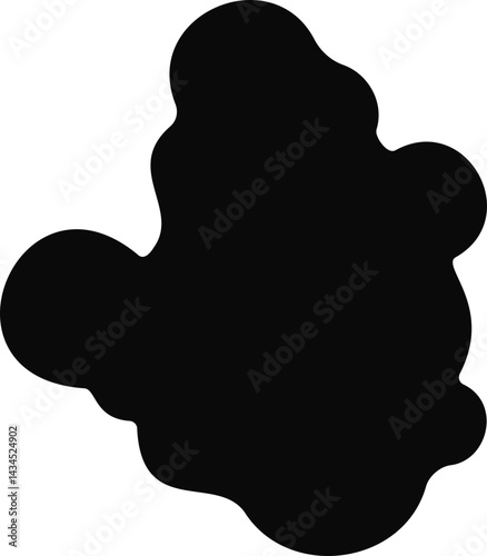 Circular black spots merged and grouped with rounded, uneven edges forming an abstract blot shape.