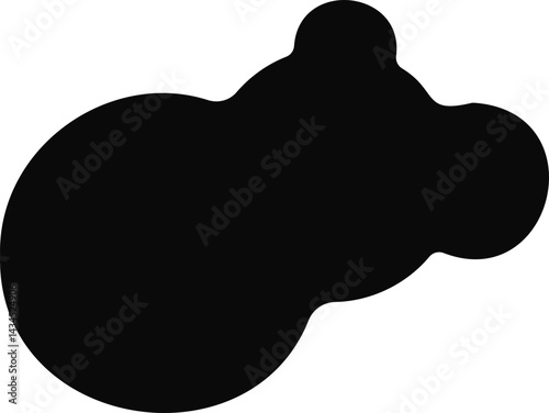 Black abstract shape with four circular spots merged with irregular rounded edges.