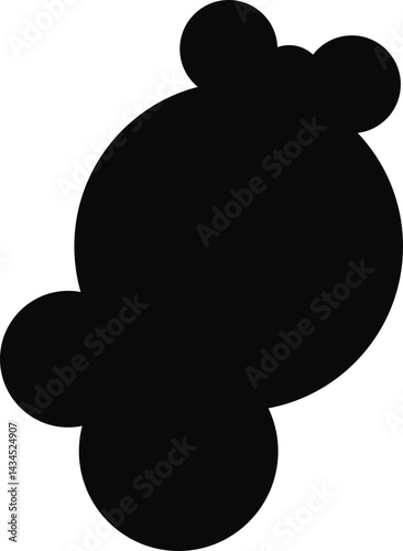 Merged black circular shapes with irregular rounded edges, creating an abstract, cohesive spot.
