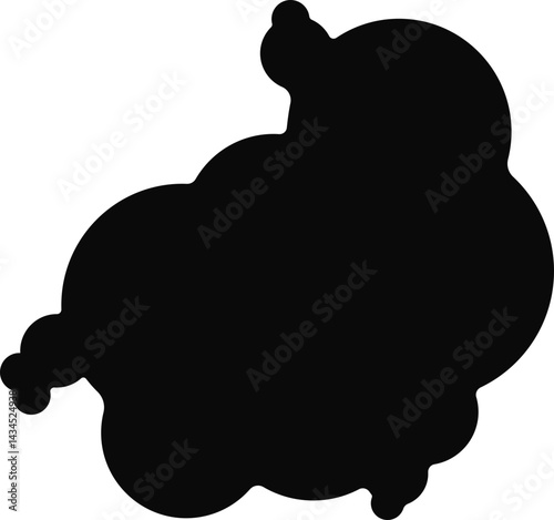 Black shape consisting of a complex arrangement of irregularly shaped circles with rounded edges.