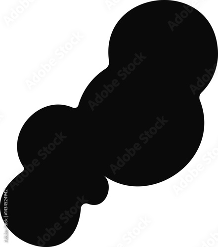 Group of irregularly shaped black circles with uneven, rounded edges forming an abstract shape.