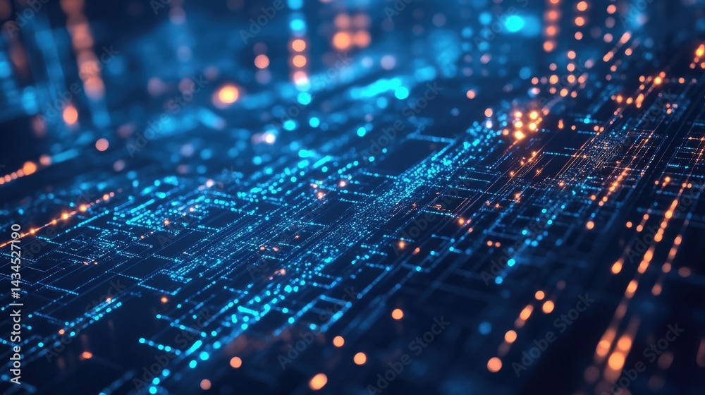 Abstract digital background for technological operations, AI, and data transmission with copy space for customization Abstract digital background for technological operations, AI, and data transmission with copy space for customization