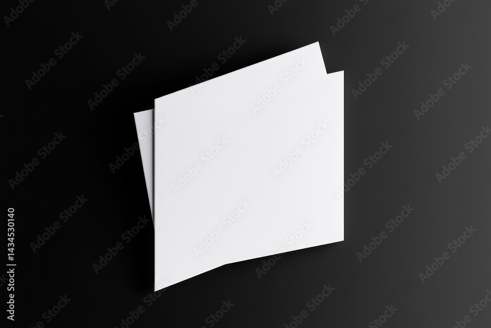 Blank white sheets of paper, slightly overlapping, on a dark surface Blank white sheets of paper, slightly overlapping, on a dark surface