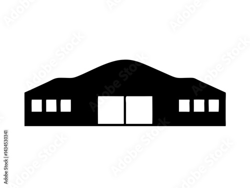 Commercial Building Warehouse Silhouette Icon
