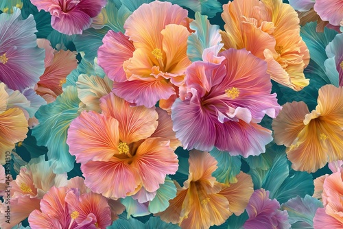 Wallpaper Mural Bright hibiscus flowers in various colors create a vibrant floral background full of life and beauty in warm sunlight Torontodigital.ca