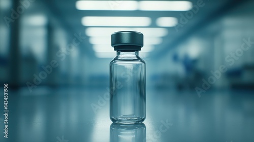 Obraz na płótnie Clear Glass Vial with Silver Lid in a Sterile Laboratory Environment w salonie