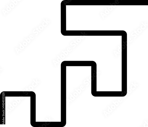 Thick black geometric lines form an irregular zigzag path with squared waves and rounded corners.