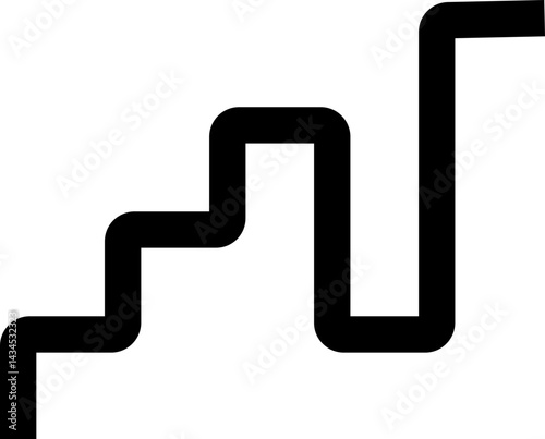 Thick black lines create a geometric design with squared wave patterns and rounded corners.