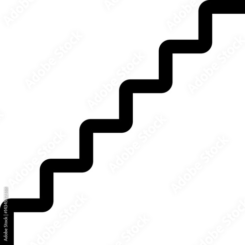 Thick black lines form an irregular abstract design with squared wave patterns and rounded corners.