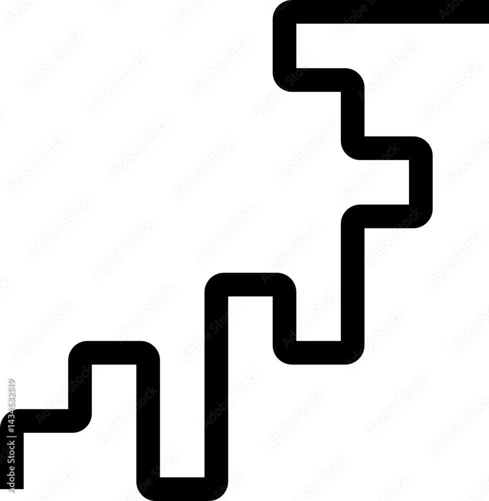 Thick black geometric paths forming a rounded maze with squared waves and a balanced flow. Thick black geometric paths forming a rounded maze with squared waves and a balanced flow.