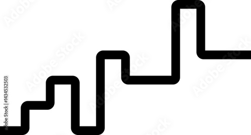 Thick black geometric squared waves forming a maze with rounded corners and a structured layout.
