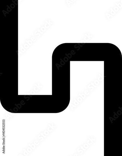 Thick black geometric squared wave with rounded corners and a linear design.