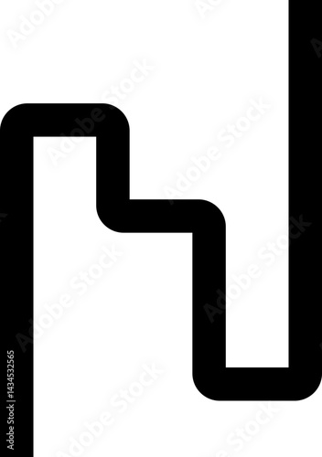 Thick black geometric squared path with rounded corners creating an abstract and minimal flow.