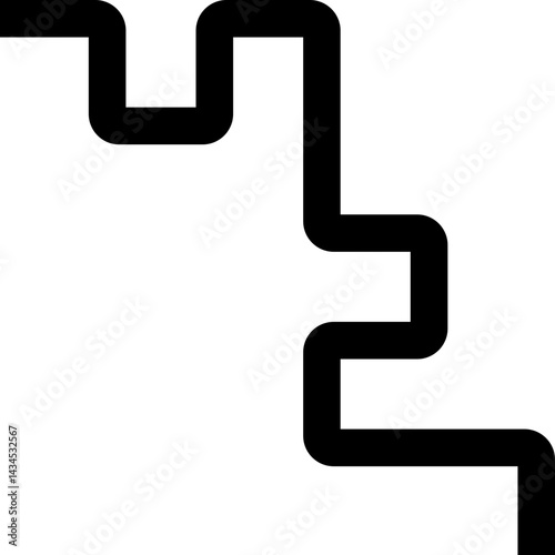 Thick black geometric squared waves with rounded corners creating a wave-like path in a squared layout.