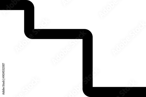 Thick black geometric squared waves with rounded corners arranged in a diagonal maze pattern.