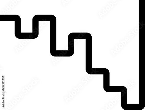 Thick black geometric zigzag and squared waves with rounded corners creating an irregular pattern.
