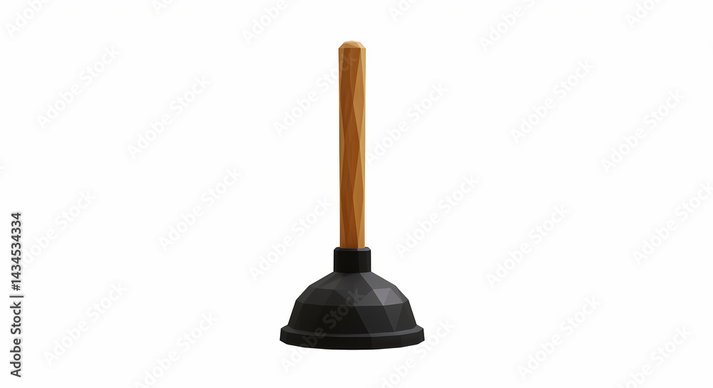 Plunger on white background for plumbing tasks and home repair
