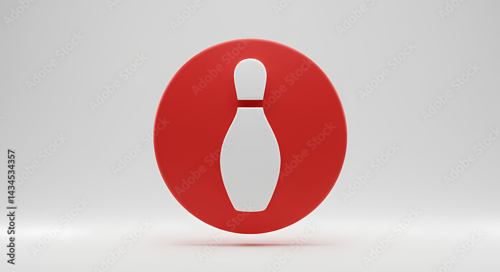 Bowling pin icon on vibrant red background