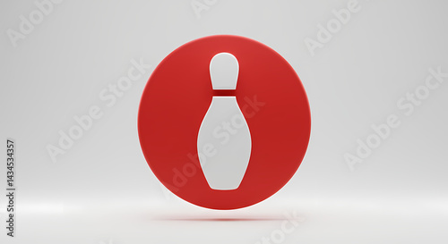 Obraz na płótnie Bowling pin icon on vibrant red background w salonie