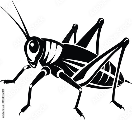 Grasshopper silhouette, illustration of a grasshopper, insect icon, black grasshopper shape, isolated on white