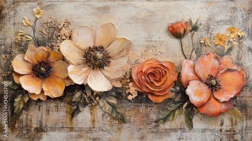 Lovely blooms in mail art brown tones soft