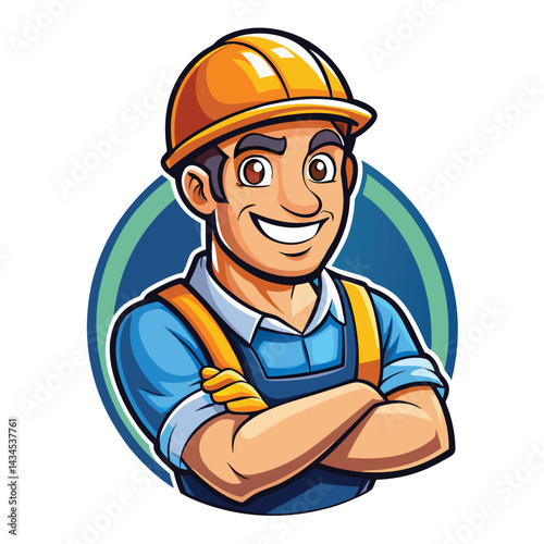 Smiling construction worker in uniform