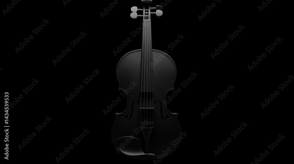 Fototapeta premium Black violin on black background for dark music themes, posters or covers