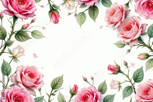 Delicate watercolor rose buds & leaves repeat seamlessly, watercolor floral, wallpaper, floral pattern