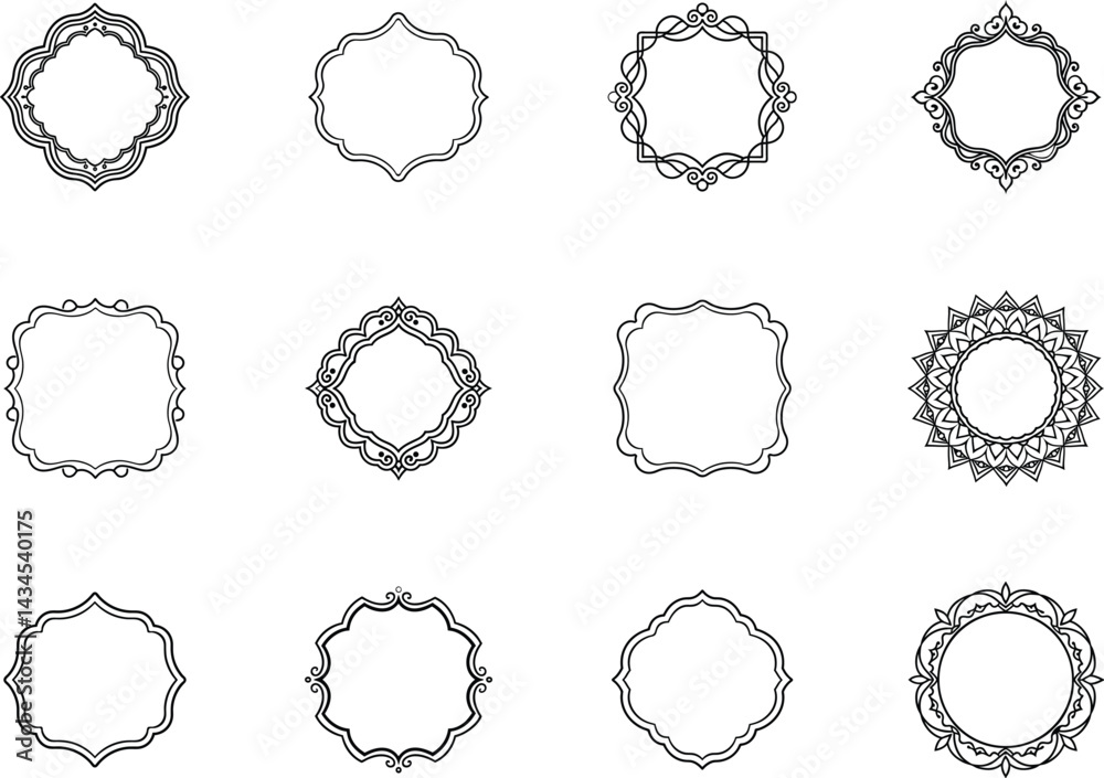 Obraz premium Twelve Ornate Decorative Frames for Design Projects