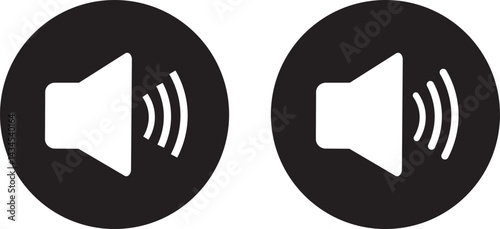 Set of no sound, No speaker icon. Sound off and sound on icon. Black volume sound icons,